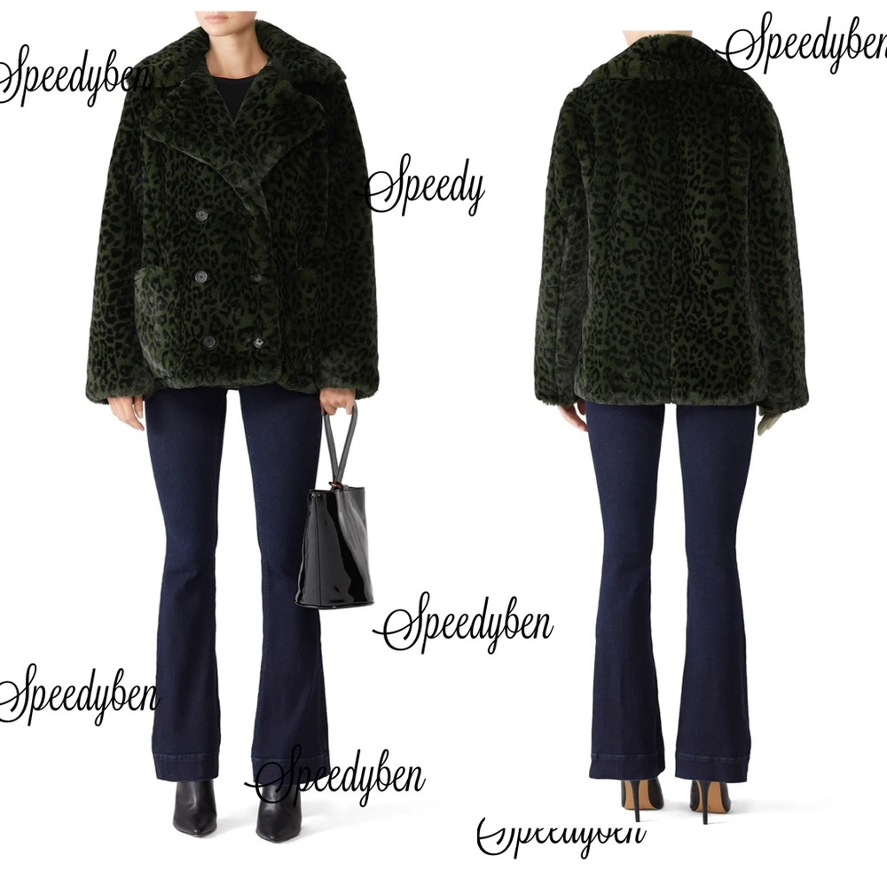 Zadig & Voltaire Miles Leo Leopard Print Teddy Faux Fur Coat XS